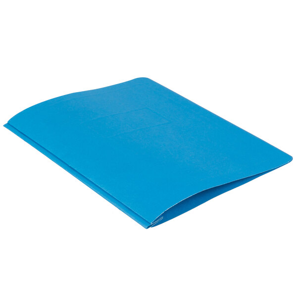 An Oxford light blue report cover with a square edge.