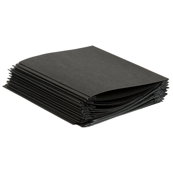 A stack of black report covers.