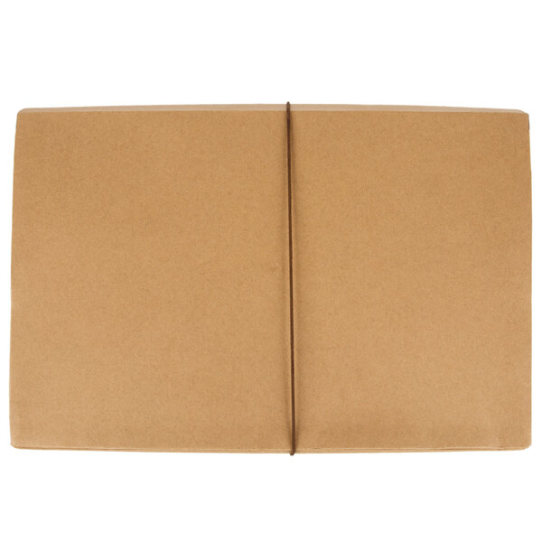 A brown Pendaflex expanding file with a flap and cord closure open to show A-Z indexing.