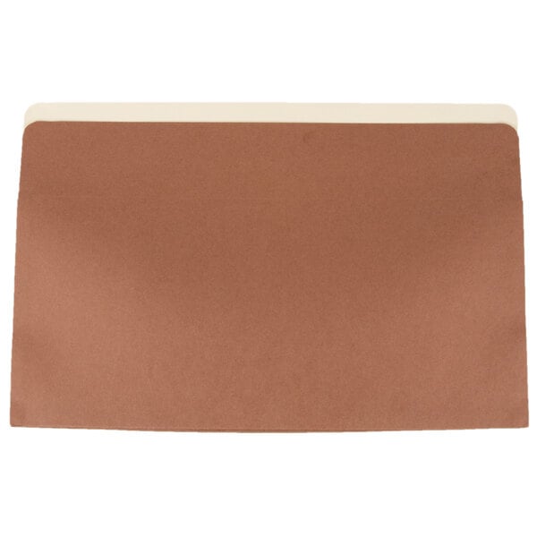 A brown envelope with a white edge.