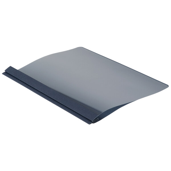 A dark blue Oxford report cover with a clear front.