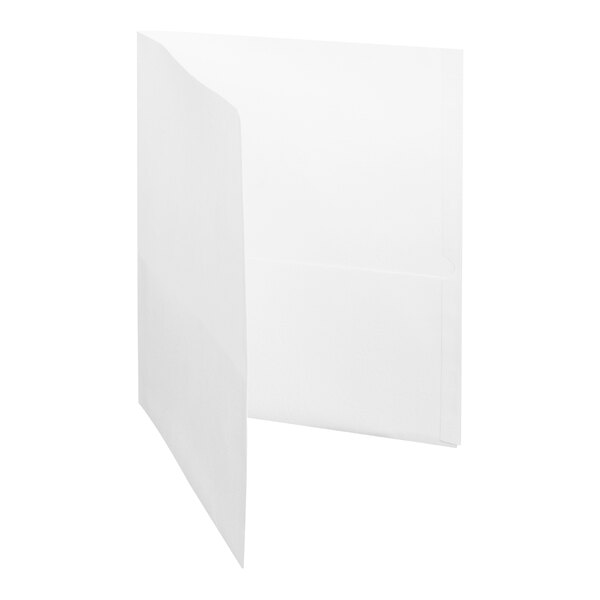 Oxford 57504EE Letter Size 2-Pocket Embossed Paper Pocket Folder, White - 25/Box