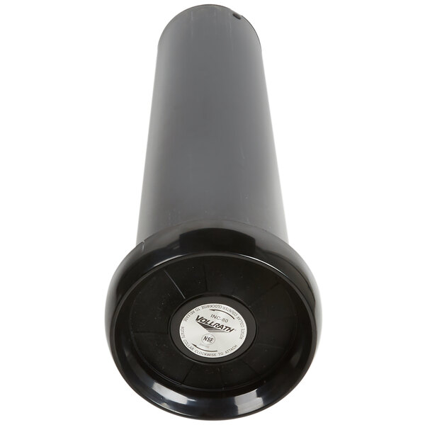 A black cylinder with a metal round top.