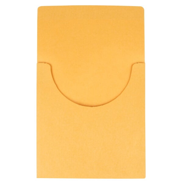 A yellow Pendaflex classification pocket with a curved edge.