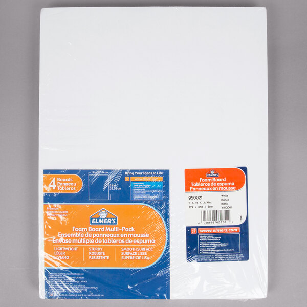 Elmer's 950021 11" x 14" White PreCut Polystyrene Foam Board 4/Pack