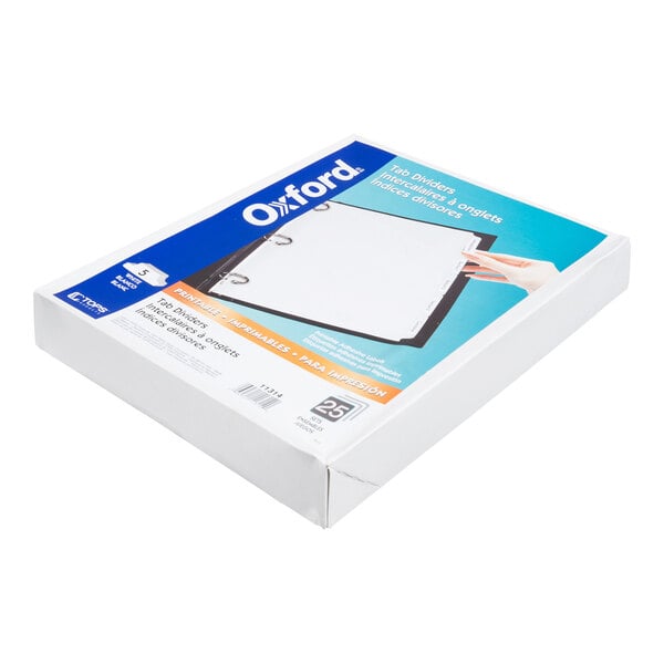 Oxford 11314EE 5-Tab White Custom Divider Set with Self-Stick Tab Labels - 25/Box