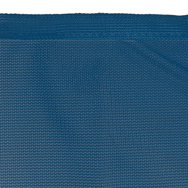 A Mariner blue mesh cover with a white edge and zipper.