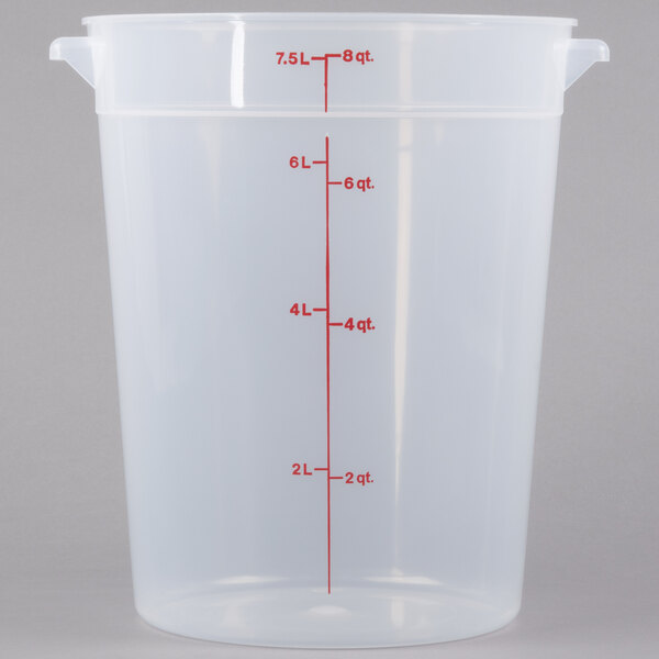 Cambro 6 and 8 Qt. Clear Round Polycarbonate Food Storage