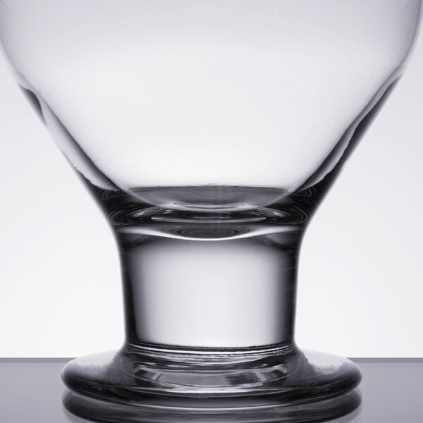 A close up of a Libbey Catalina dessert glass with a small base.