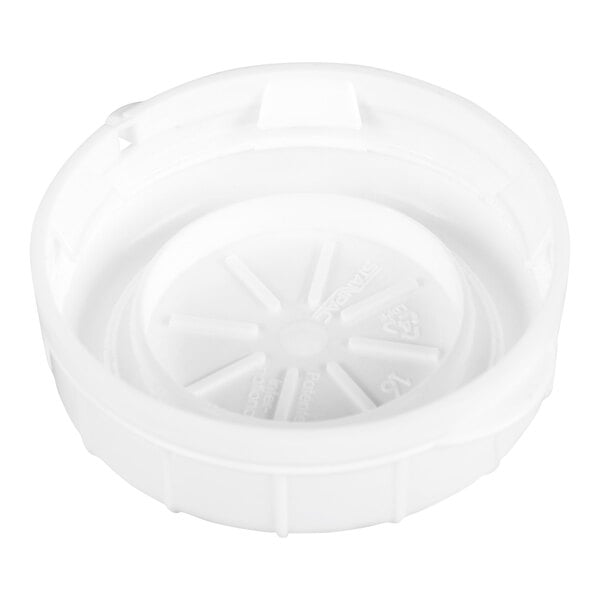 A white unlined plastic milk bottle lid.