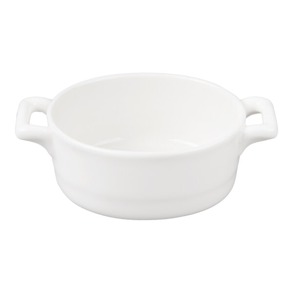 Bon Chef 1600004P 8.5 oz. Mid Century White Porcelain Oval Cocotte - 36/Case