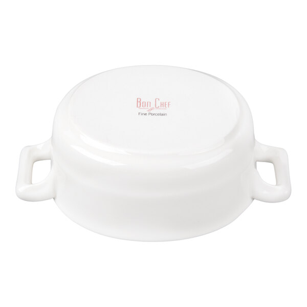 Bon Chef 1600004P 8.5 oz. Mid Century White Porcelain Oval Cocotte - 36/Case