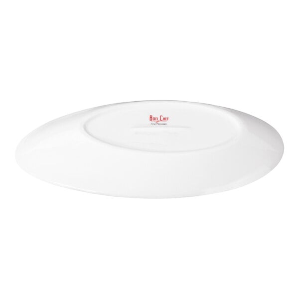 Bon Chef Slanted Oval 9 1/2" x 5 5/8" White Porcelain Plate - 24/Case