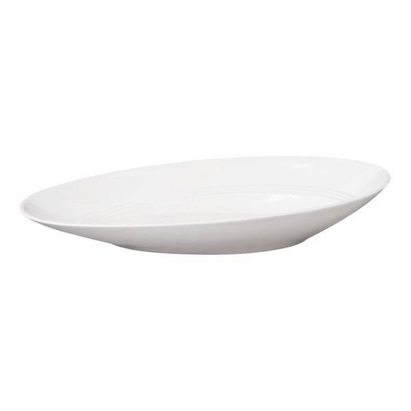Bon Chef Slanted Oval 26 oz. White Porcelain Bowl - 6/Case