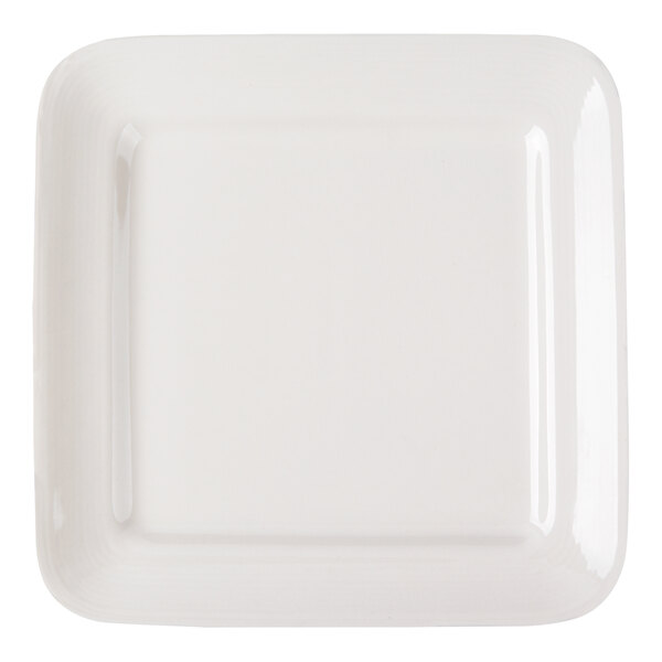 Bon Chef Circles 8" x 8" White Porcelain Square Plate - 24/Case