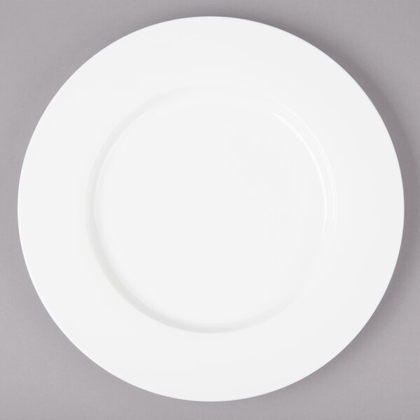 A Bon Chef white bone china salad plate with a wide rim.