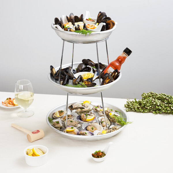 Choice 3Tier Seafood Tower Set with Mini Aluminum Trays and Stand