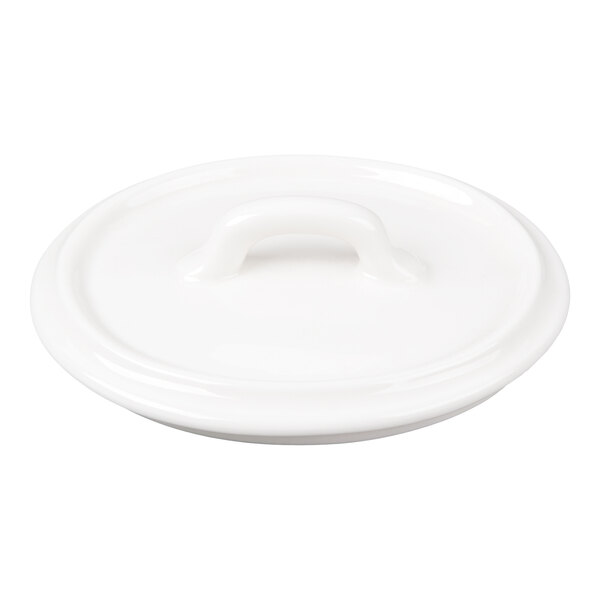 Bon Chef 1600005P 5" Mid Century White Porcelain Oval Cocotte Lid - 36/Case