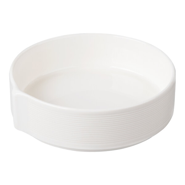 Bon Chef Stacked Lines 28 oz. White Porcelain Soup Bowl - 16/Case