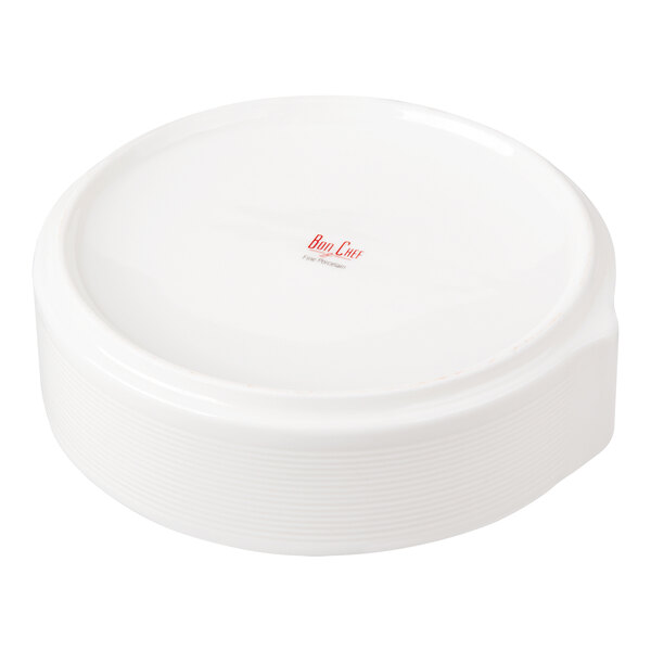 Bon Chef Stacked Lines 28 oz. White Porcelain Soup Bowl - 16/Case