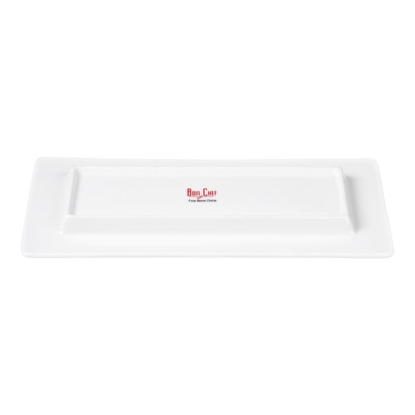 Bon Chef Wide Rim 12" x 6" White Bone China Rectangular Plate - 12/Case