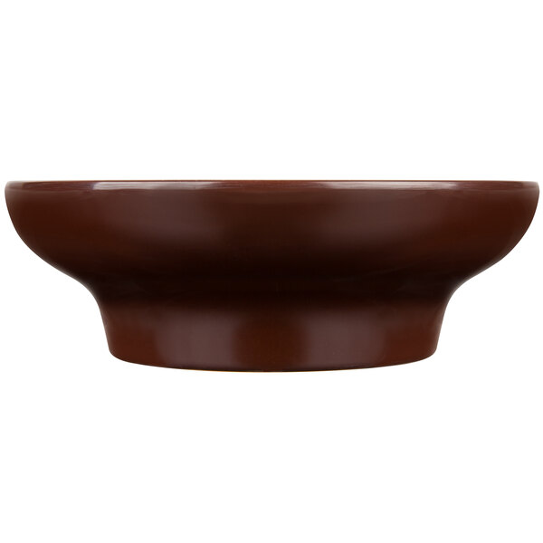 A brown Thunder Group melamine salsa dish.