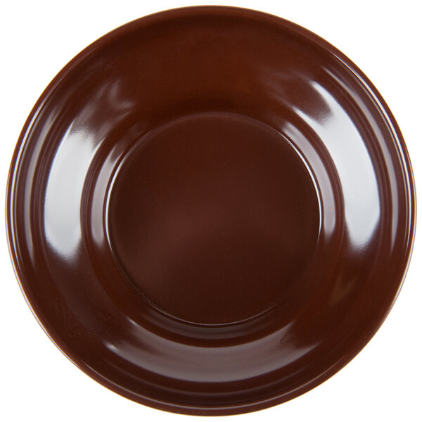 A brown Thunder Group melamine salsa dish.