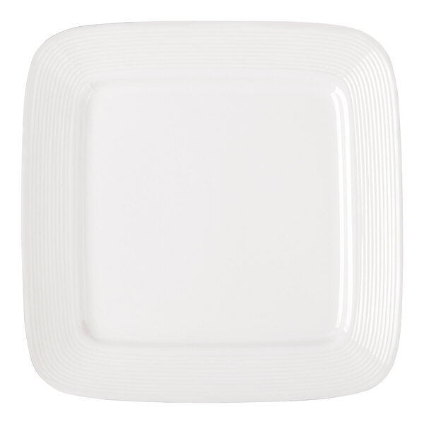Bon Chef Circles 9" x 9" White Porcelain Square Plate - 24/Case