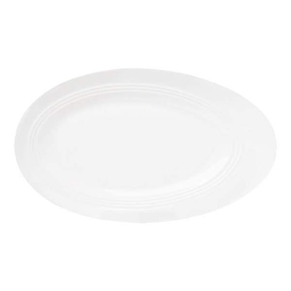 Bon Chef Slanted Oval 16" x 9 7/16" White Porcelain Plate - 12/Pack