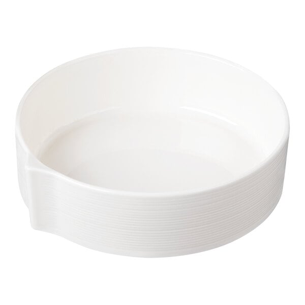Bon Chef Stacked Lines 48 oz. White Porcelain Pasta Bowl - 8/Case