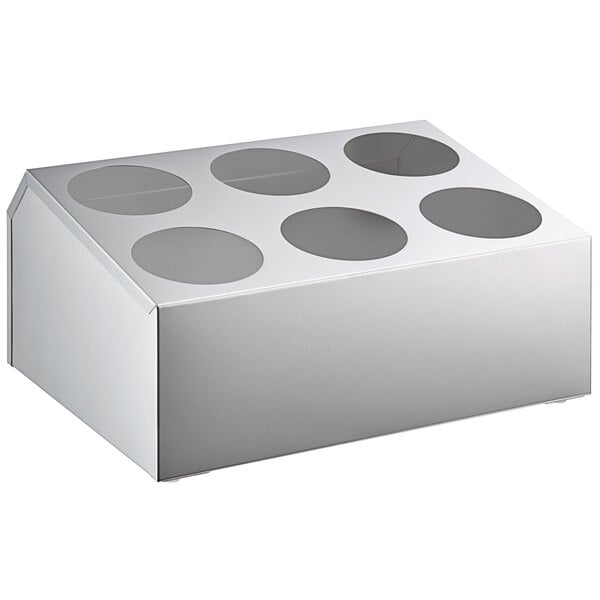 A white stainless steel box with six compartments.