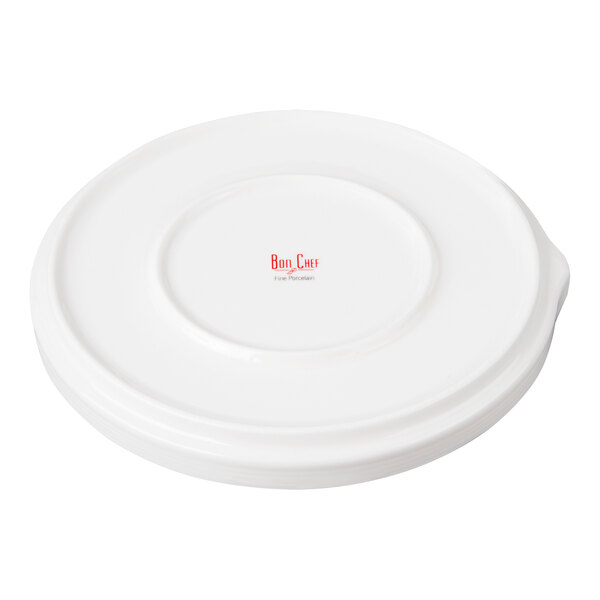 Bon Chef Stacked Lines 7 1/2" White Porcelain Salad Plate - 24/Case