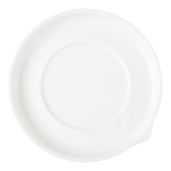 Bon Chef Stacked Lines 5 1/2" White Porcelain Saucer - 36/Case