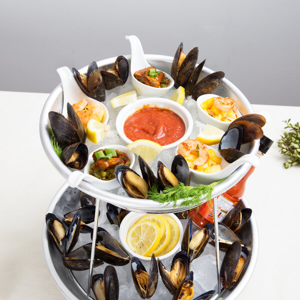 Choice 2Tier Seafood Tower Set with Mini Aluminum Trays and Stand