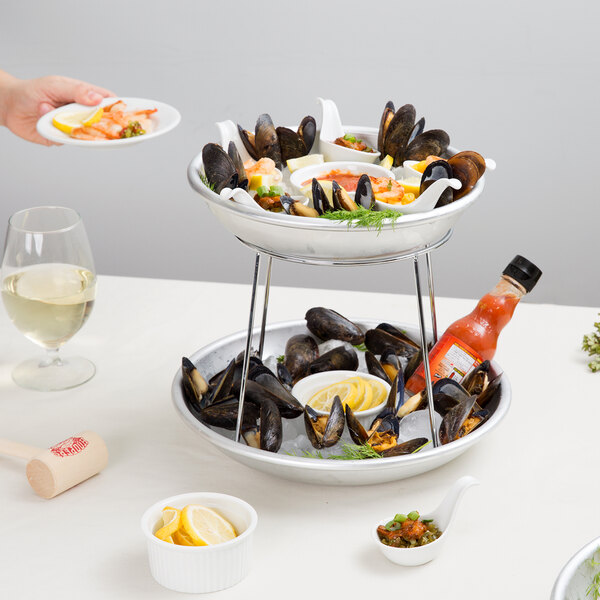 Choice 2Tier Seafood Tower Set with Mini Aluminum Trays and Stand