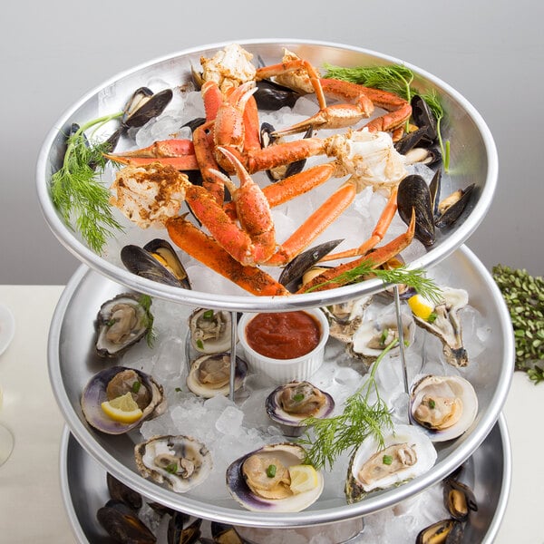 Choice 3Tier Seafood Tower Set with Large Aluminum Trays and Stand