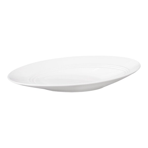 Bon Chef Slanted Oval 16 oz. White Porcelain Bowl - 12/Case