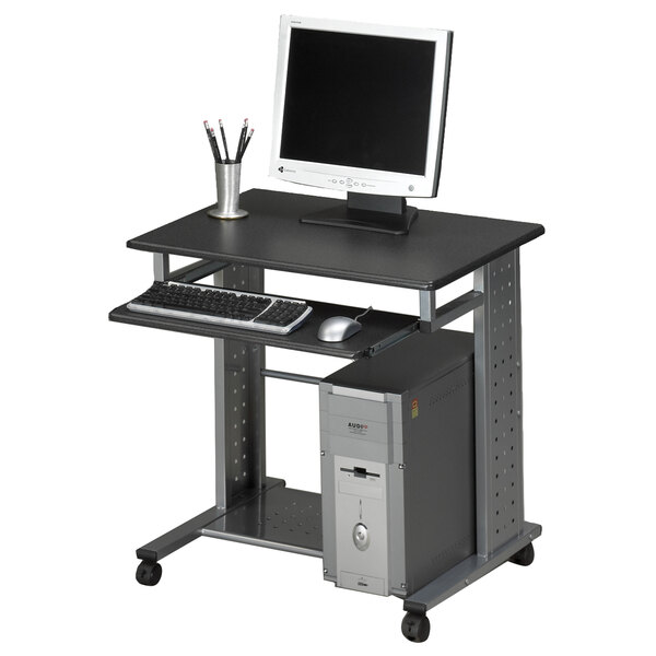 Safco 945ANT Empire Anthracite 29 3/4" x 23 1/2" Mobile Computer Cart