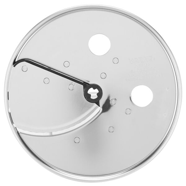 A Waring circular metal slicing disc with holes.