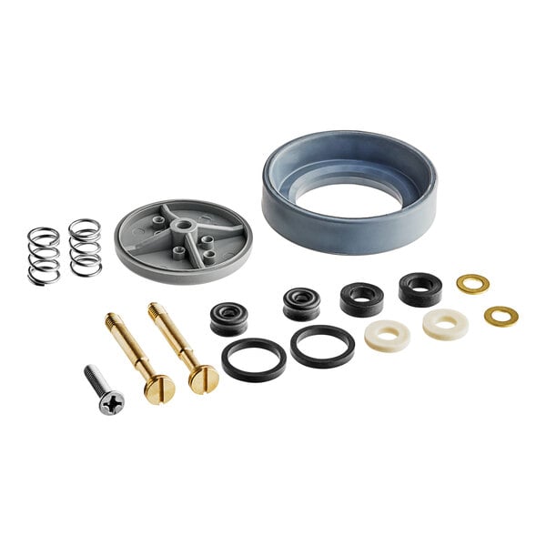 A T&S B-10K parts kit with a grey circular washer and a grey circular washer with a hole in it.