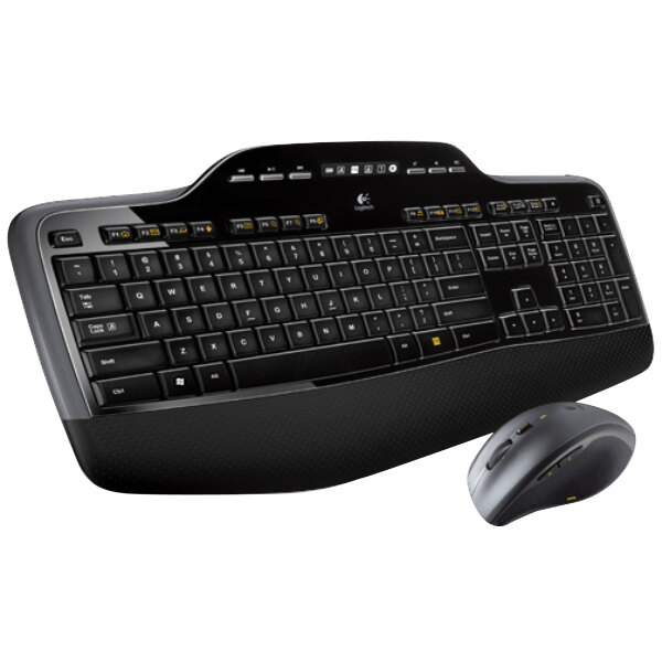 A Logitech black wireless keyboard and mouse.