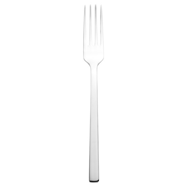 A silver Walco stainless steel salad fork with a white handle.