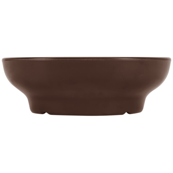 a brown bowl with a white background