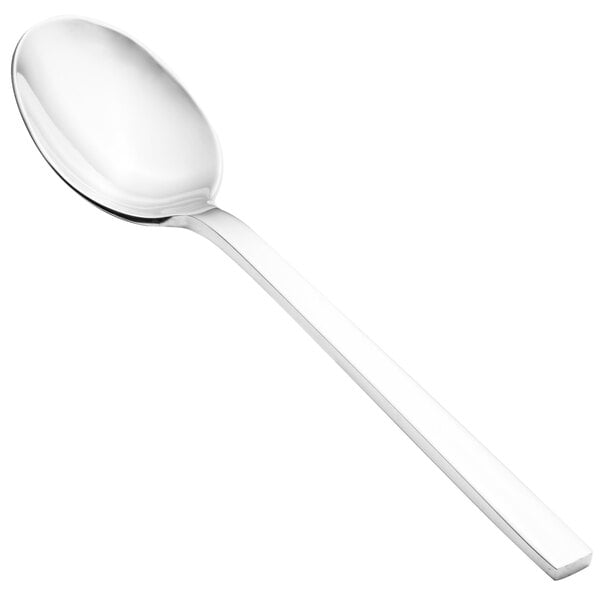 A close-up of a Walco stainless steel spoon with a long silver handle.