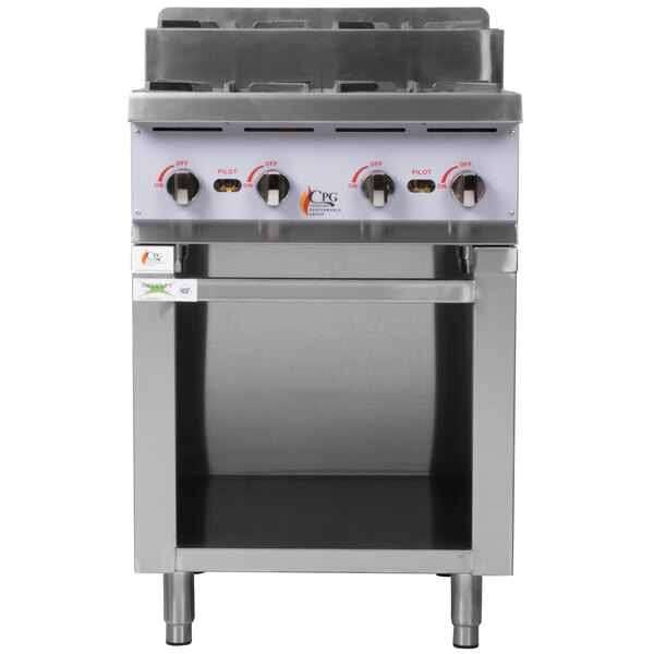 Cooking Performance Group 24RSUSBNL 24" StepUp Gas Range / Hot Plate with Storage Base and High