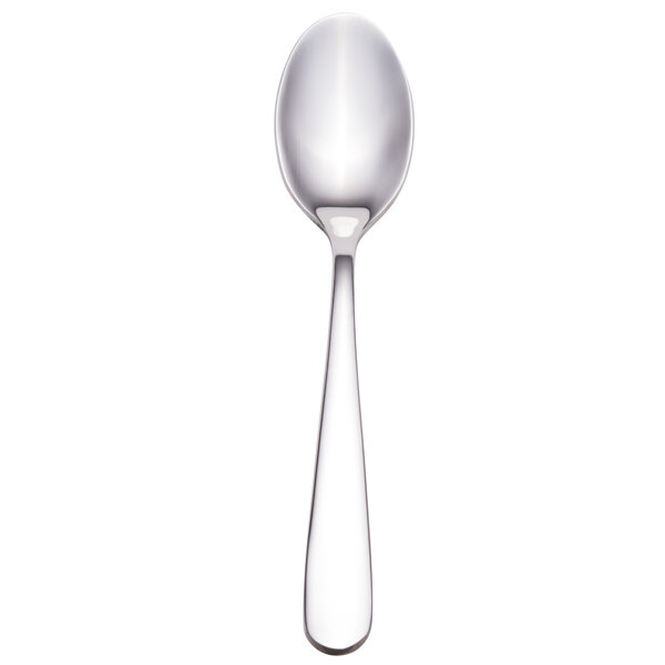 A Walco stainless steel demitasse spoon with a silver handle on a white background.