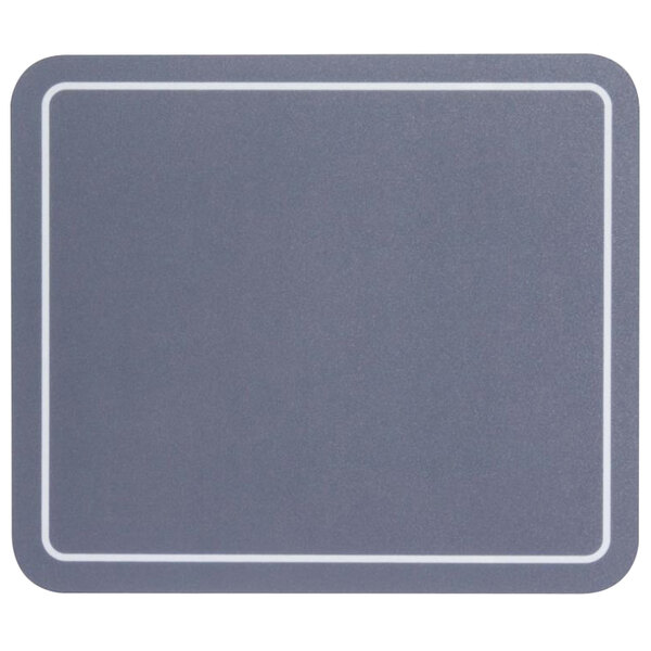 A grey square Kelly Optical mouse pad with white border.