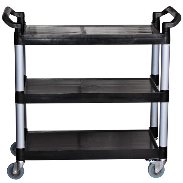 Three Shelf Utility Cart / Bus Cart - Black 40 1/8