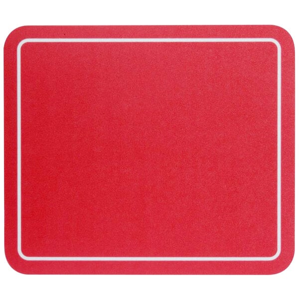 A red rectangular mouse pad with a white border.