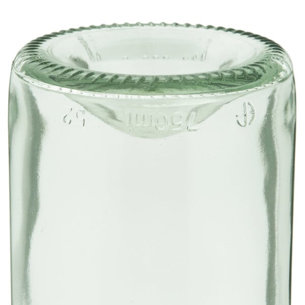 A close up of a Libbey Spanish Green wine bottle tumbler.